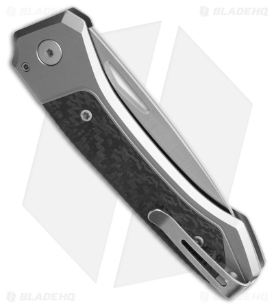 LionSteel Twain MagnaCut Button Lock Knife Titanium/Carbon Fiber (3" Satin)