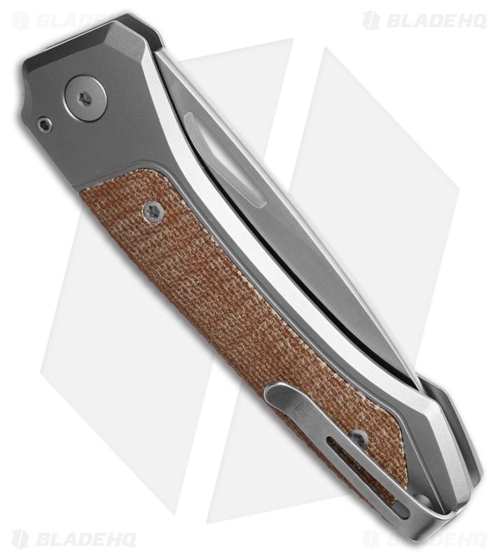 LionSteel Twain MagnaCut Button Lock Knife Titanium/Natural Micarta (3" Satin)