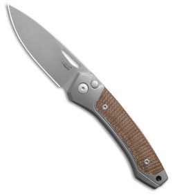 LionSteel Twain MagnaCut Button Lock Knife Titanium/Natural Micarta (3&quot; Satin) | 214684