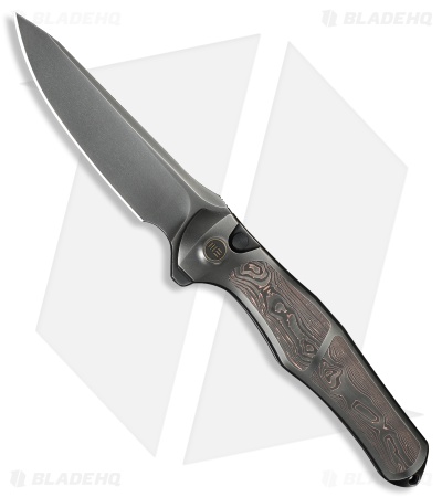 WE Knife Co. 702XI Integral Frame Lock Knife Gray Ti /Copper CF (3.8" Gray)