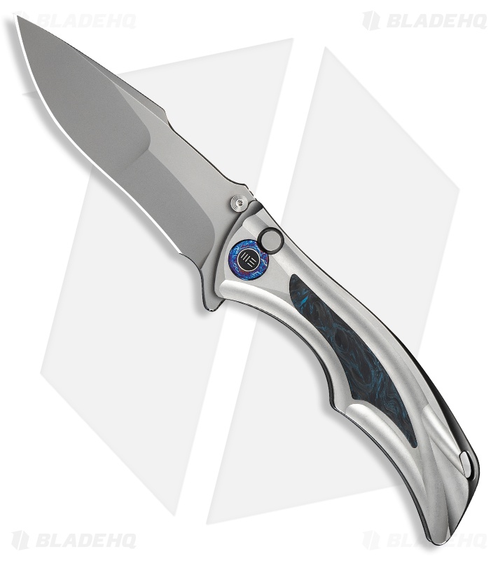 WE Knife Co. Tighe Down Button Lock Integral Knife Ti + Black/Blue CF (4" SW)