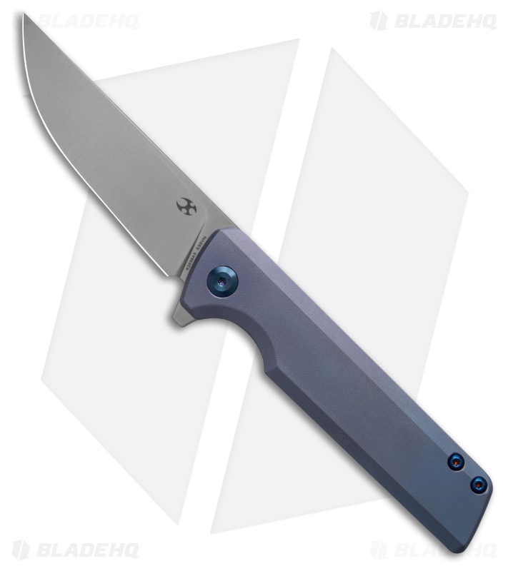 Kansept Knives Anomaly Blue Orange Peel Titanium