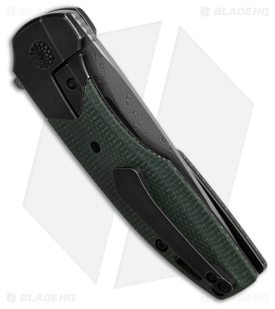 Kansept Knives Cassowary Frame Lock Knife Green Micarta (2.9" Damascus)