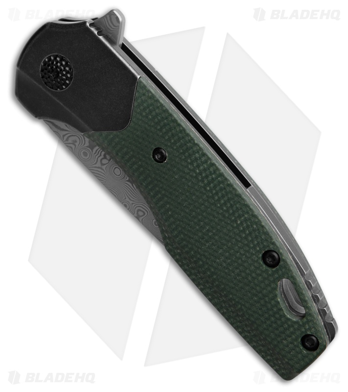 Kansept Knives Cassowary Frame Lock Knife Green Micarta (2.9" Damascus)
