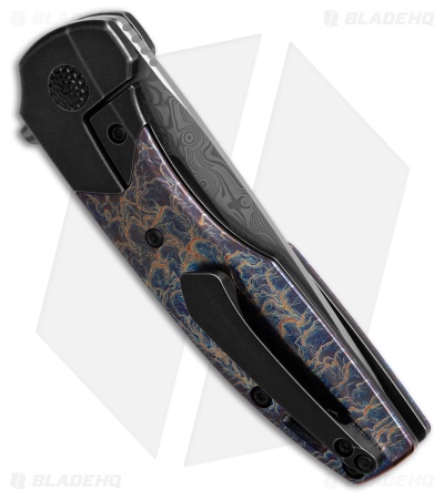 Kansept Knives Cassowary Frame Lock Knife Lightning Strike Ti (2.9" Damascus)