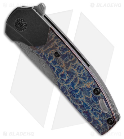 Kansept Knives Cassowary Frame Lock Knife Lightning Strike Ti (2.9" Damascus)