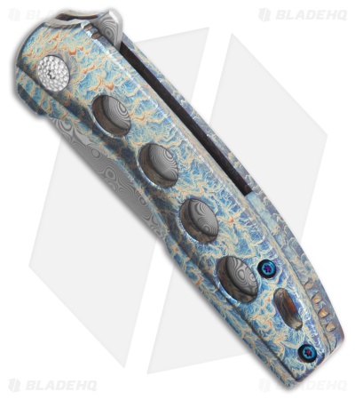 Kansept Knives Cassowary Frame Lock Knife Lightning Strike Ti  (2.91" Damascus)