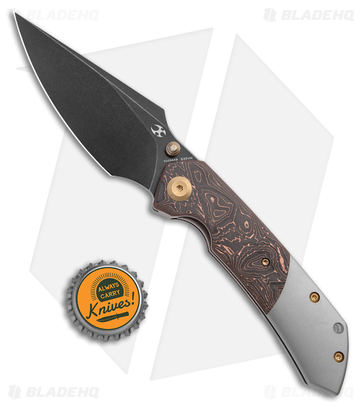 Kansept Knives Fenrir Liner Lock Knife Copper CF/Titanium (3.4" Black SW) 