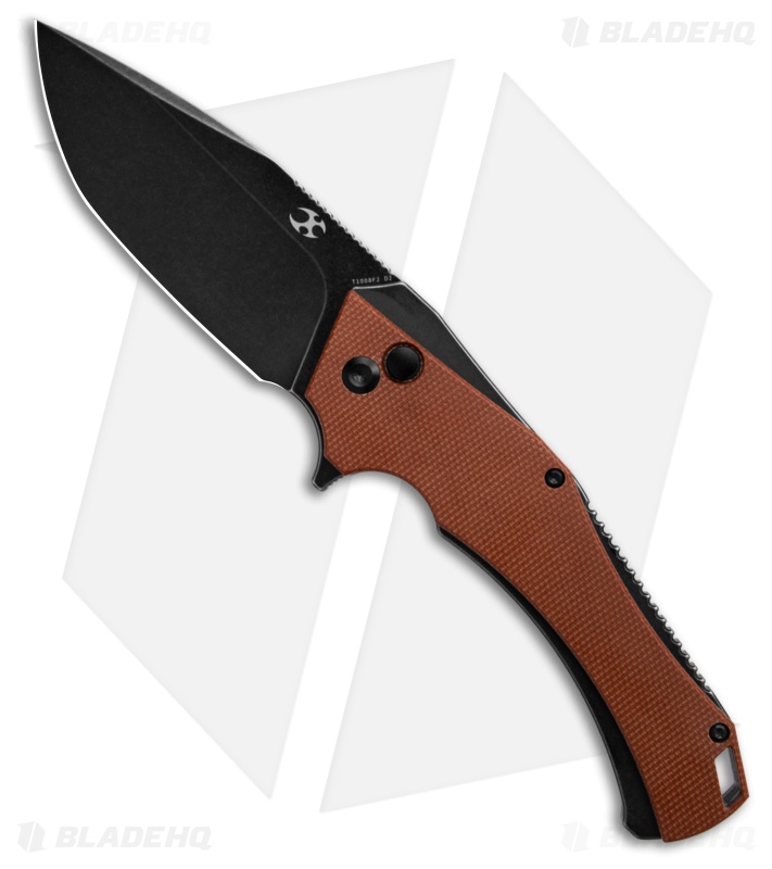 Kansept Knives Hellx Brown Micarta Drop Point Black SW D2