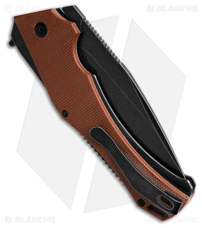 Kansept Knives Hellx Brown Micarta Drop Point Black SW D2