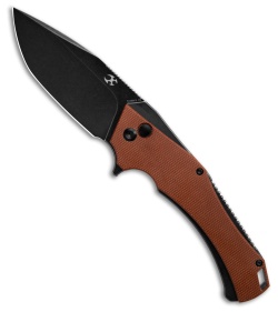 Kansept Knives Hellx Drop Point Liner Lock Knife Brown Micarta (3.6" Black SW)