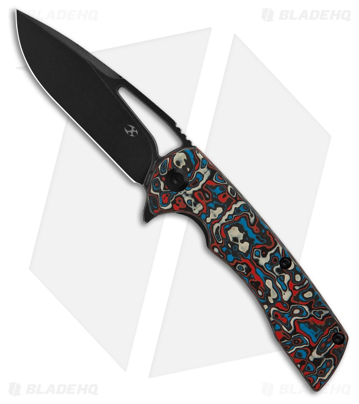 Kansept Knives Kryo Knife Blue/Red Carbon Fiber Black SW
