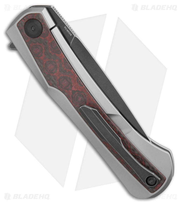 Kansept Knives Kratos Frame Lock Knife TI Carbon Fiber (3.75" Black Stonewashed)