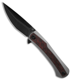 Kansept Knives Kratos Frame Lock Knife TI Carbon Fiber (3.75" Black Stonewashed)