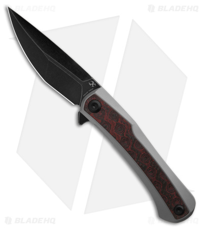 Kansept Knives Kratos Frame Lock Knife TI Carbon Fiber (3.75" Black Stonewashed)
