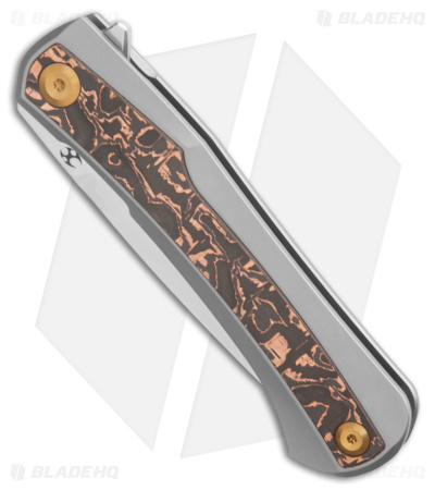 Kansept Knives Kratos Frame Lock Knife BB Titanium Black/Copper CF (3.75" SW)