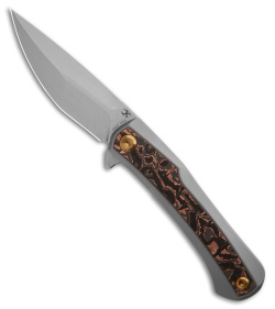 Kansept Knives Kratos Frame Lock Knife BB Titanium Black/Copper CF (3.75" SW)