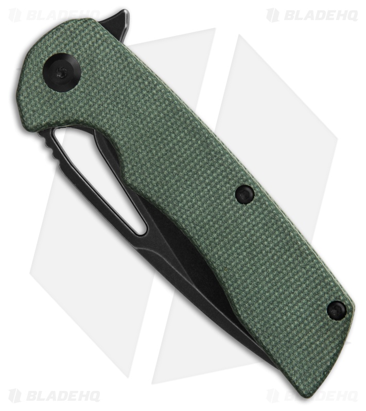 Kansept Knives Kryo Drop Point Liner Lock Knife Green Micarta (3.6" Black SW)