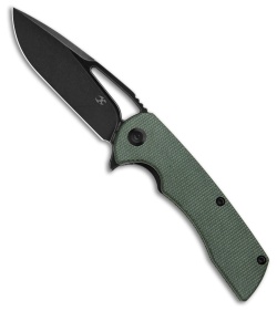 Kansept Knives Kryo Drop Point Liner Lock Knife Green Micarta (3.6" Black SW)