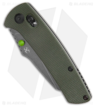 Kansept Knives Main Street Crossbar Lock Knife Green Micarta (3.3" Black SW)