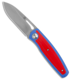 Kansept Knives Mato Liner Lock Knife Blue/Red G-10 (3.1" Satin) K1050A1