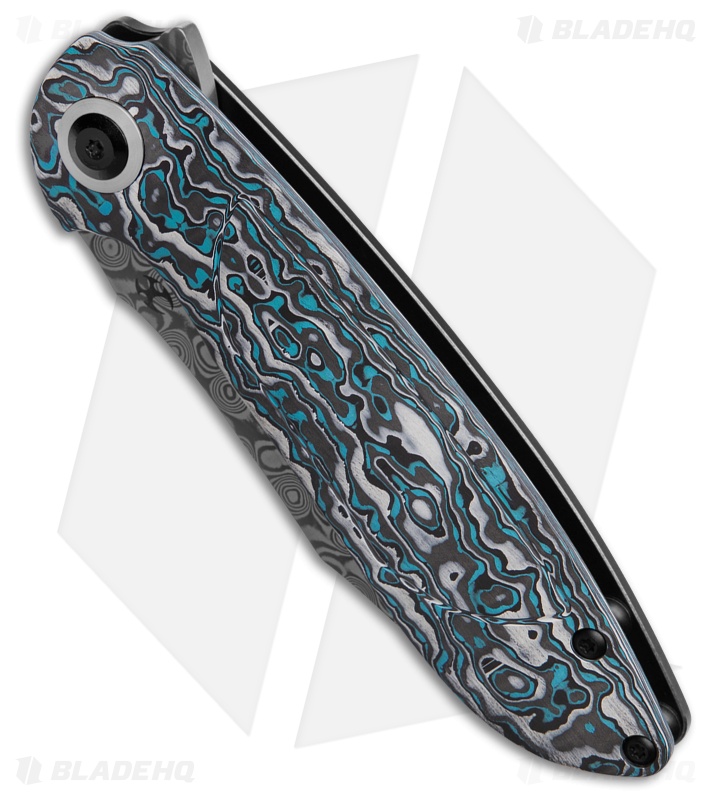 Kansept Knives Prometheus Liner Lock Knife Blue/White CF (3.3" Black SW)