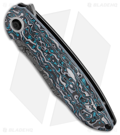 Kansept Knives Prometheus Liner Lock Knife Blue/White CF (3.3" Black SW)