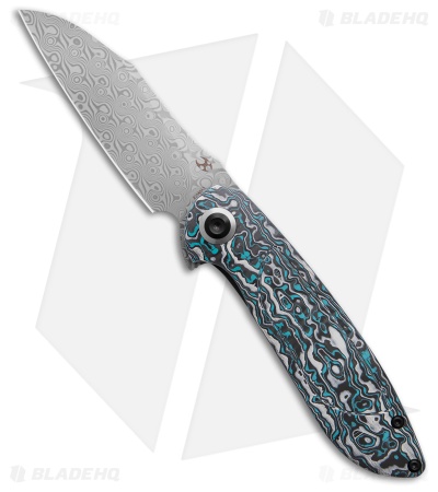 Kansept Knives Prometheus Liner Lock Knife Blue/White CF (3.3" Black SW)