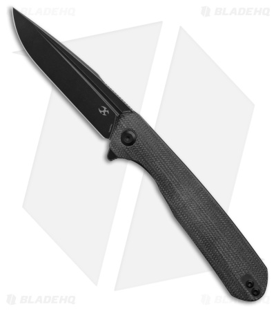 Kansept Knives Qilin Drop Point Liner Lock Knife Black Micarta (3.4" Black SW)