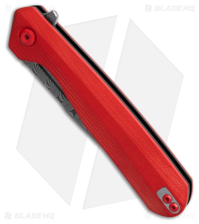 Kansept Knives Qilin Drop Point Liner Lock Knife Red G-10 (3.4" Damascus)