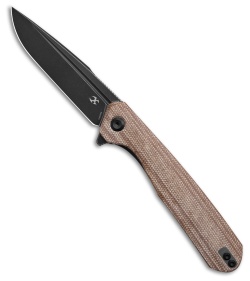 Kansept Knives Qilin Liner Lock Knife Brown Micarta (3.4" Black Stonewash)