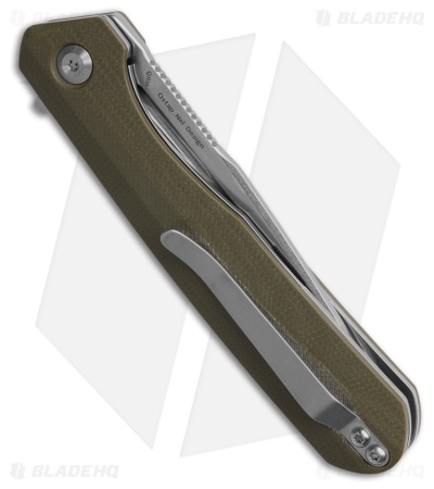 Kansept Knives Qilin Liner Lock Knife Olive Green G-10 (3.4" Stonewash)