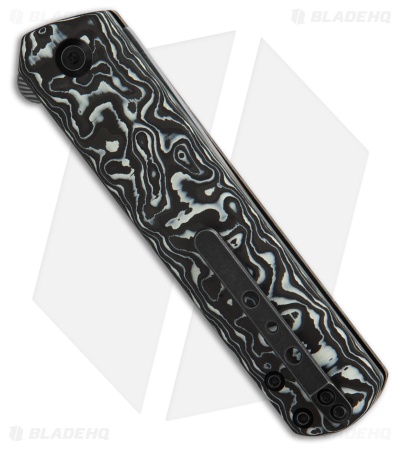Kansept Knives Rolf Helbig Foosa Slip Joint Knife Black/White CF (3.1" Damascus)