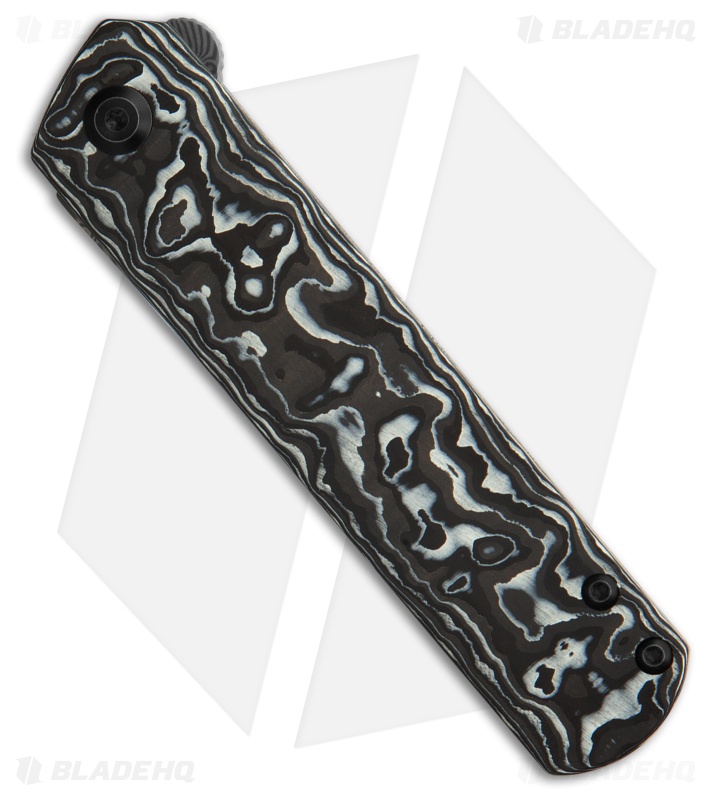 Kansept Knives Rolf Helbig Foosa Slip Joint Knife Black/White CF (3.1" Damascus)
