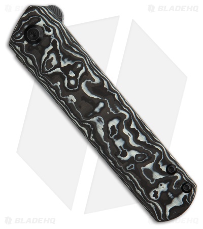 Kansept Knives Rolf Helbig Foosa Slip Joint Knife Black/White CF (3.1" Damascus)