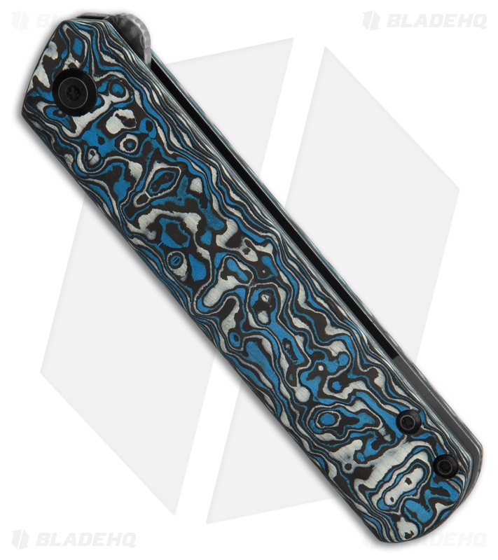 Kansept Knives Rolf Helbig Foosa Slip Joint Knife Blue/White CF (3.1" Damascus)