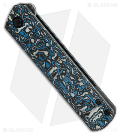 Kansept Knives Rolf Helbig Foosa Slip Joint Knife Blue/White CF (3.1" Damascus)