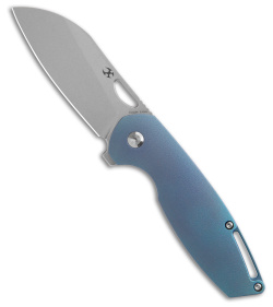 Kansept Knives Swan Model 6 Frame Lock Knife Blue Ti/Orange Peel (3" Stonewash)