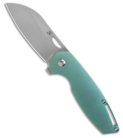 Kansept Knives Swan Model 6 Frame Lock Knife Green Ti/Orange Peel (3" Satin)