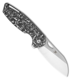 Kansept Knives Swan Model 6 Left Handed Knife White Nebula CF (3" Stonewash)