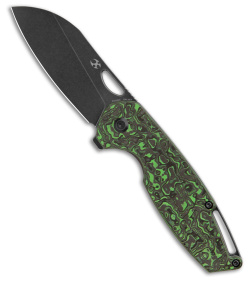 Kansept Knives Swan Model 6 Liner Lock Knife Green Carbon Fiber (3" Black SW)