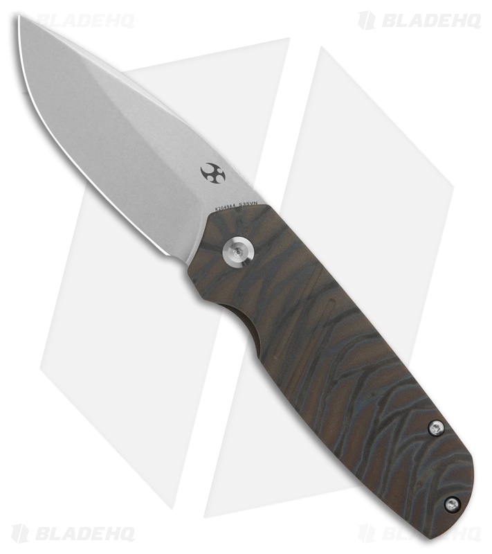 Kansept Knives Turaco Tiger Stripe Flamed Titanium SW S35VN