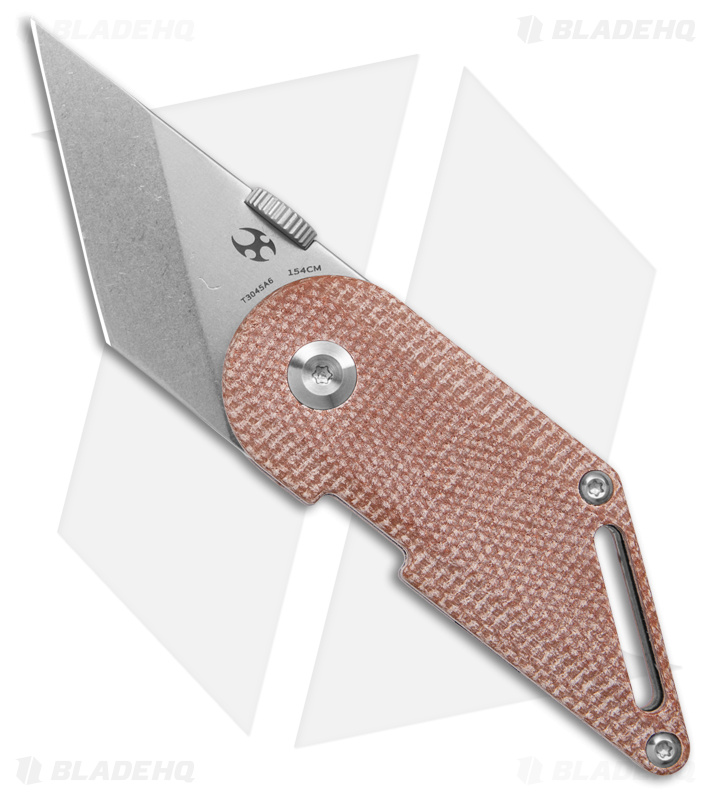 Kansept Pinkerton Dash Folding Kiridashi Knife Brown Micarta (1.69" Stonewash) 
