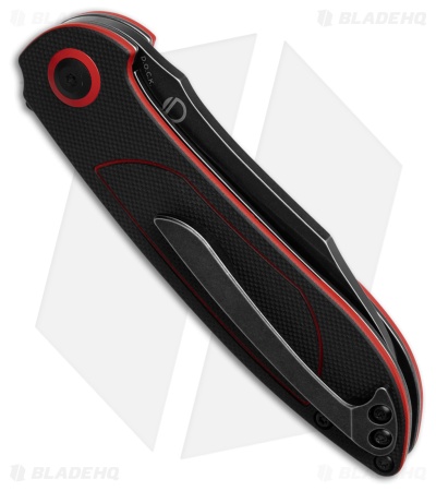 Tenable Prometheus Liner Lock Knife Black/Red G-10 (3.3" Black SW)