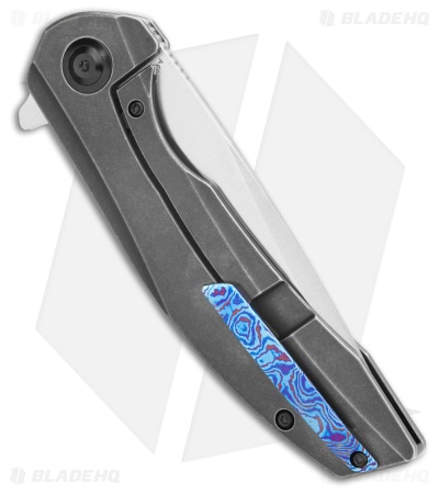 Kansept Knives Accipiter Frame Lock Knife Black Ti + Timascus (3.5" Satin)