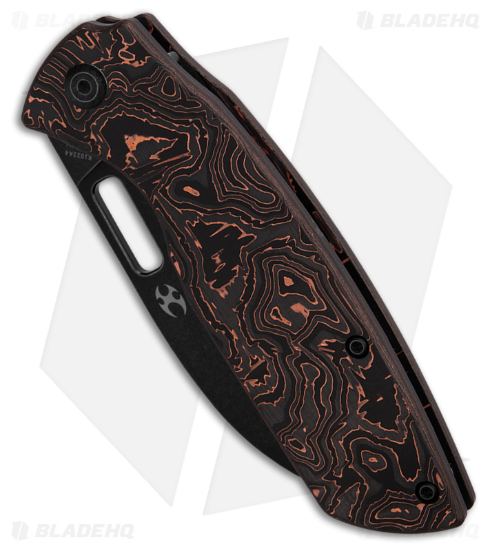 Kansept Knives Convict Liner Lock Knife Copper Carbon Fiber (3.4" Black SW)