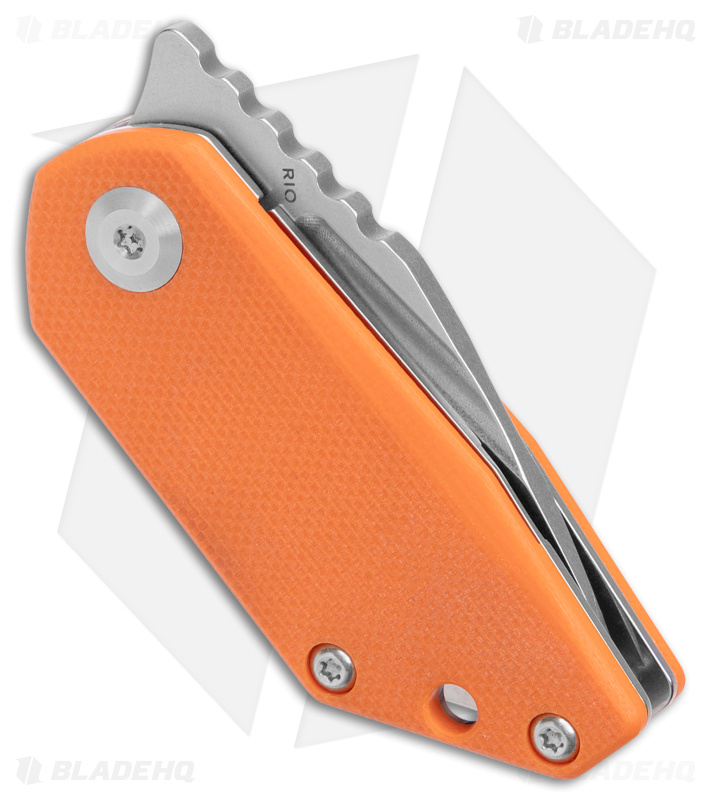 Kansept Knives 4T5 Design RIO Liner Lock Knife Orange G-10 (1.56" Stonewash)