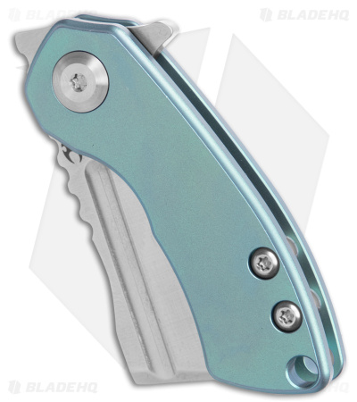 Kansept Knives Mini Korvid Frame Lock Knife Green Anodized Titanium (1.5" Satin)
