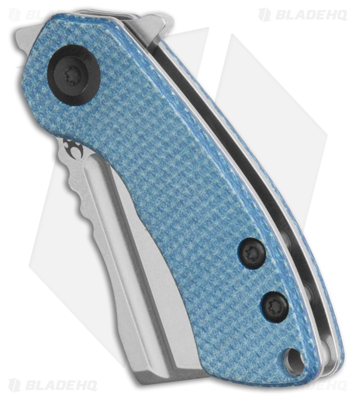 Kansept Knives Mini Korvid Liner Lock Knife Blue Micarta (1.5" Stonewash)