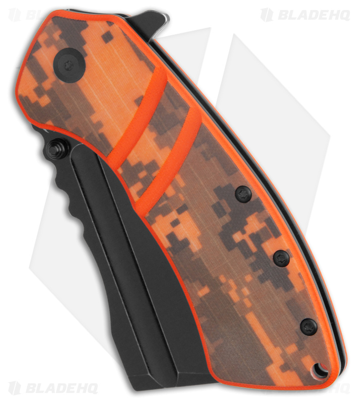 Kansept Knives XL Korvid Liner Lock Knife Orange Camo G-10 (3.5" Black)